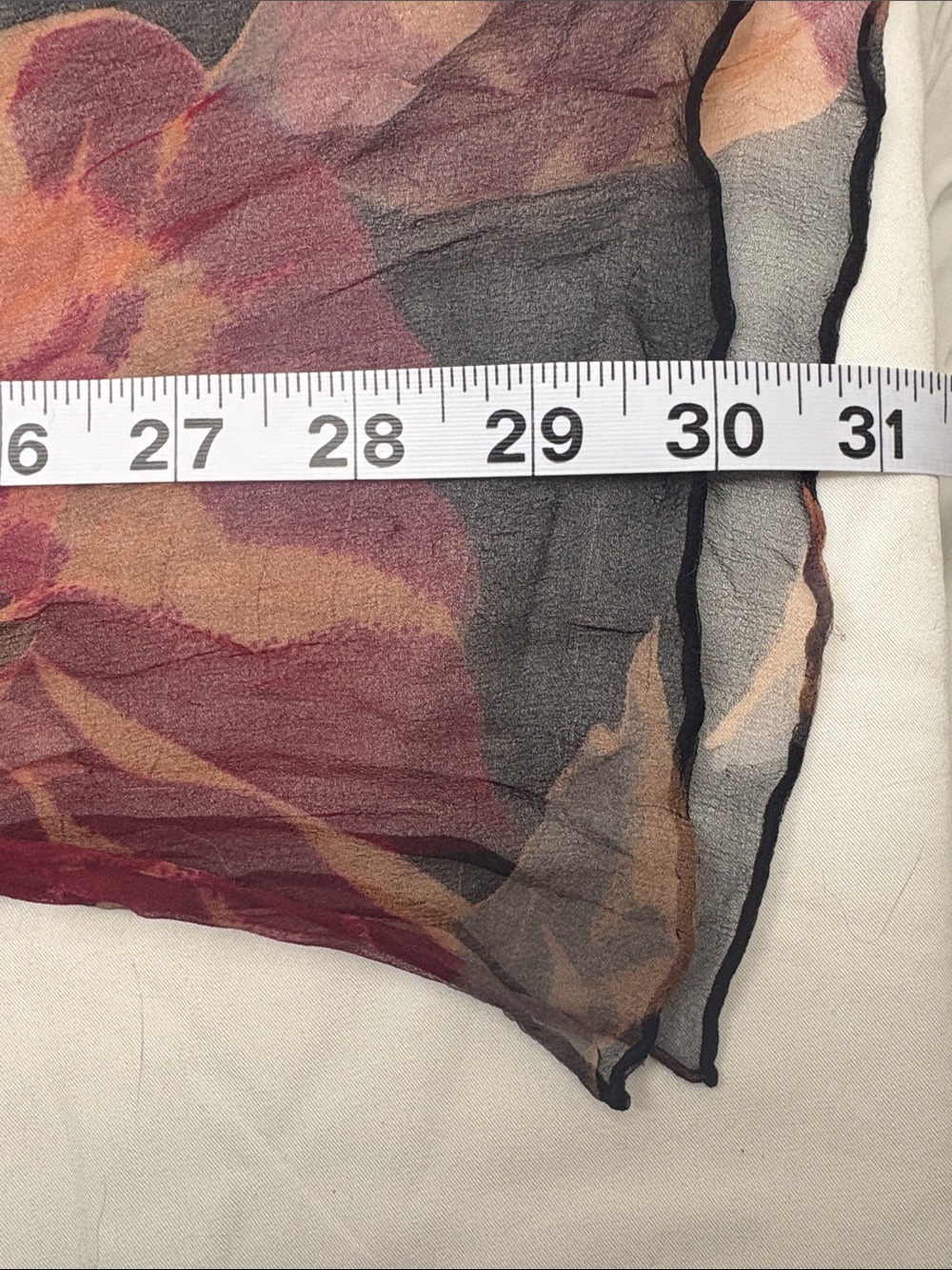 Women's Sheer Floral Scarf - Burgundy, Black & Tan - Picture 3 of 7